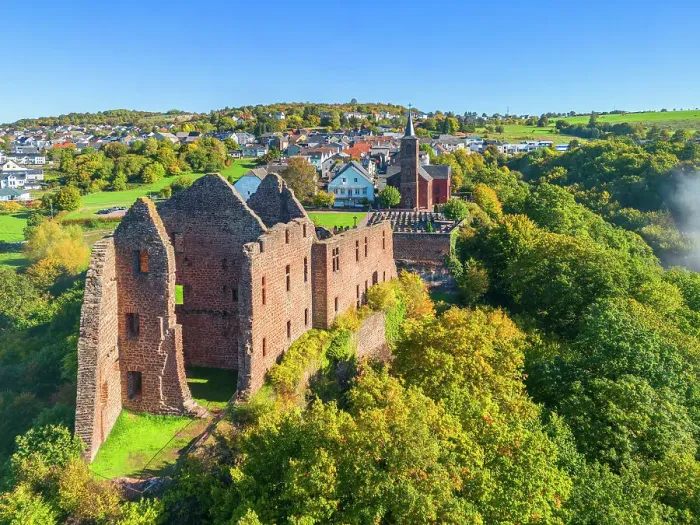 Framed Print : Aerial view at Freudenburg castle, Freundenburg, Hunsruck, Rhineland-Palatinate, Germany Framed Print : Aerial view at Freudenburg castle, Freundenburg, Hunsruck, Rhineland-Palatinate, Germany