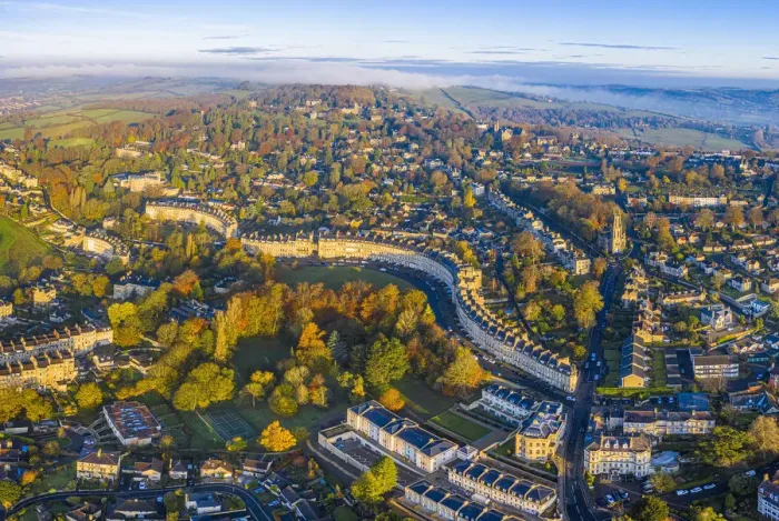 Framed Print : Aerial view over the Georgian city of Bath and Lansdown Cresent, Somerset, England Framed Print : Aerial view over the Georgian city of Bath and Lansdown Cresent, Somerset, England