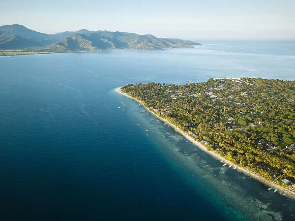 Aerial view of Gili Islands, Lombok Region, Indonesia