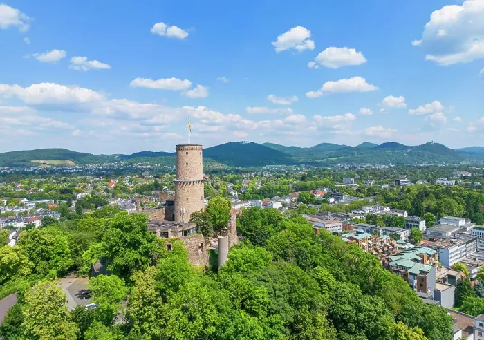 Framed Print : Aerial view at the Godesburg, Bad Godesberg, North Rhine-Westphalia, Germany