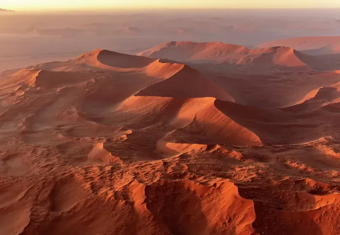 Framed Print : Aerial view of golden sand dunes at sunrise, Sossusvlei, Namib-Naukluft National Park, Namib Desert, Namibia Framed Print : Aerial view of golden sand dunes at sunrise, Sossusvlei, Namib-Naukluft National Park, Namib Desert, Namibia
