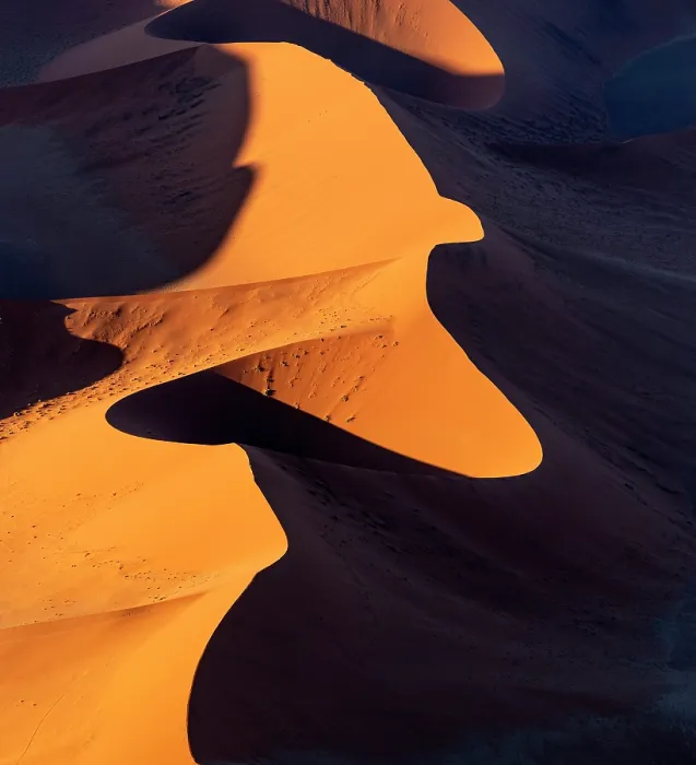 Framed Print : Aerial view of golden sand dunes at sunrise, Sossusvlei, Namib-Naukluft National Park, Namib Desert, Namibia