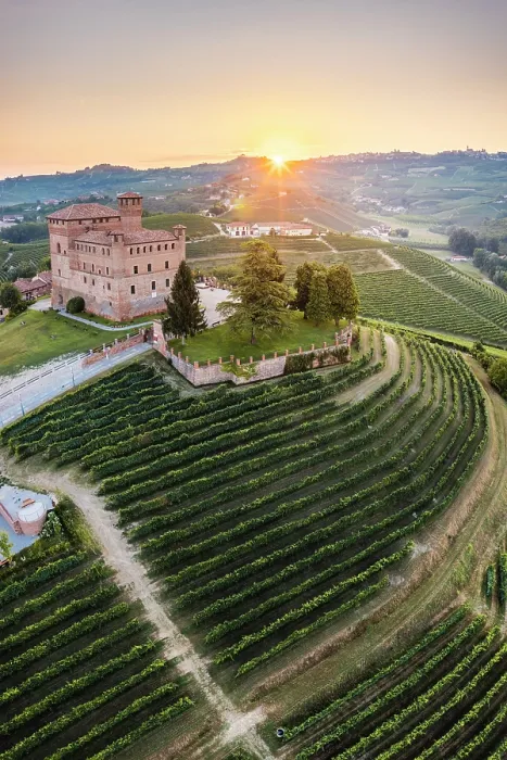 Framed Print : Aerial view of Grinzane Cavour village at sunrise. Langhe region, Cuneo province, Piedmont, Italy Framed Print : Aerial view of Grinzane Cavour village at sunrise. Langhe region, Cuneo province, Piedmont, Italy