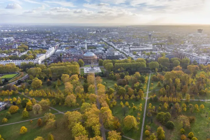 Framed Print : Aerial view from helicopter, Hyde Park, London, England Framed Print : Aerial view from helicopter, Hyde Park, London, England