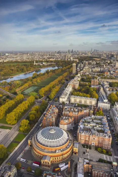 Framed Print : Aerial view from helicopter, Royal Albert Hall & Hyde Park, London, England Framed Print : Aerial view from helicopter, Royal Albert Hall & Hyde Park, London, England