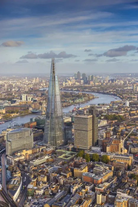 Framed Print : Aerial view from helicopter, The Shard, London, England Framed Print : Aerial view from helicopter, The Shard, London, England