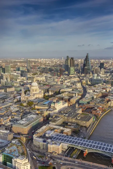 Framed Print : Aerial view from helicopter, St. Pauls and City of London, London, England Framed Print : Aerial view from helicopter, St. Pauls and City of London, London, England
