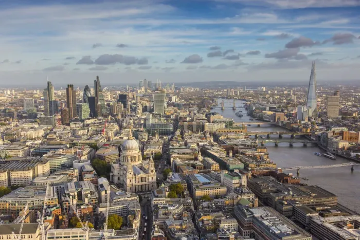 Framed Print : Aerial view from helicopter, St. Pauls and City of London, London, England Framed Print : Aerial view from helicopter, St. Pauls and City of London, London, England