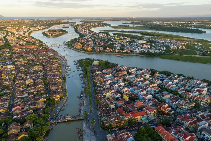 Framed Print : Aerial view of Hoi An at sunset, Hoi An, Central Vietnam, Asia Framed Print : Aerial view of Hoi An at sunset, Hoi An, Central Vietnam, Asia