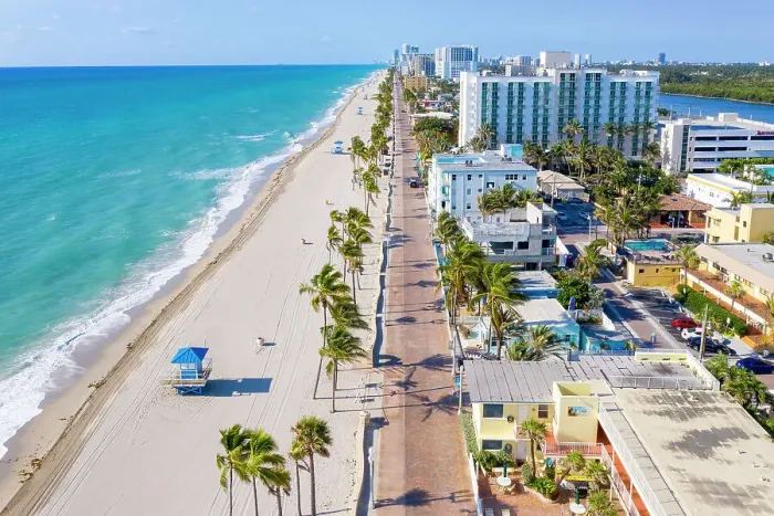 Framed Print : Aerial View of Hollywood Beach Hollywood Beach Broadwalk Hollywood, Broward, Florida, USA