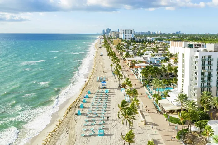 Framed Print : Aerial view over Hollywood Beach, Miami, Florida, USA Framed Print : Aerial view over Hollywood Beach, Miami, Florida, USA