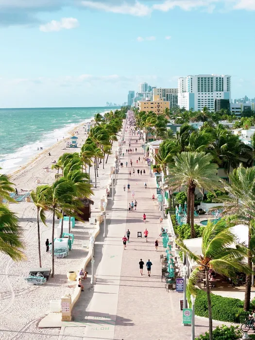 Framed Print : Aerial view over Hollywood Beach, Miami, Florida, USA