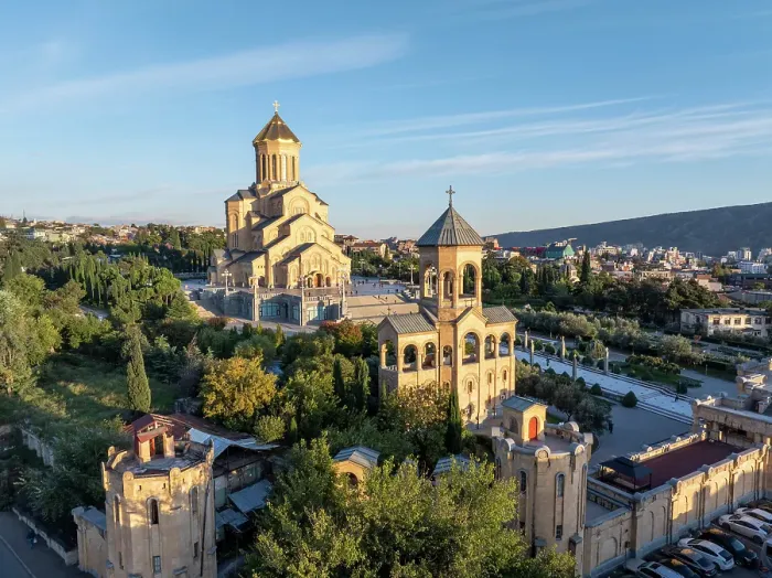 Framed Print : Aerial view of Holy Trinity Cathedral, Tbilisi, Georgia