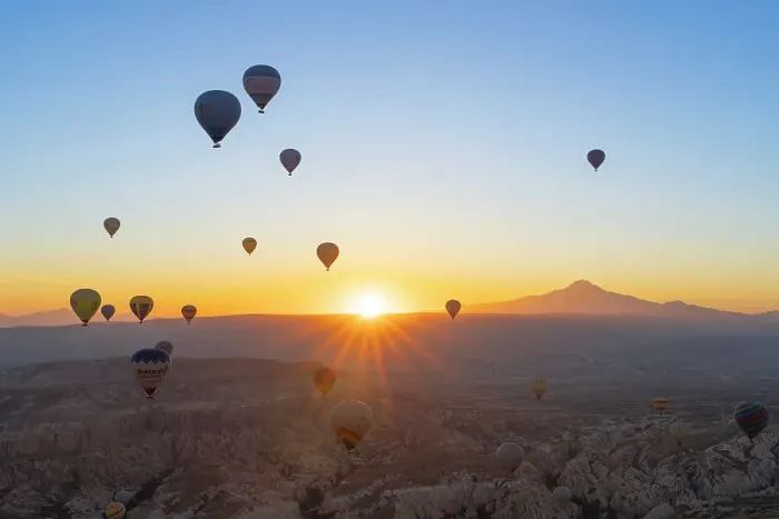 Framed Print : Aerial view of hot air balloons and Mount Erciyes at sunrise, Goreme, Goreme Historical National Park, Nevsehir District, Nevsehir Province, UNESCO, Cappadocia, Central Anatolia Region, Turkey Framed Print : Aerial view of hot air balloons and Mount Erciyes at sunrise, Goreme, Goreme Historical National Park, Nevsehir District, Nevsehir Province, UNESCO, Cappadocia, Central Anatolia Region, Turkey