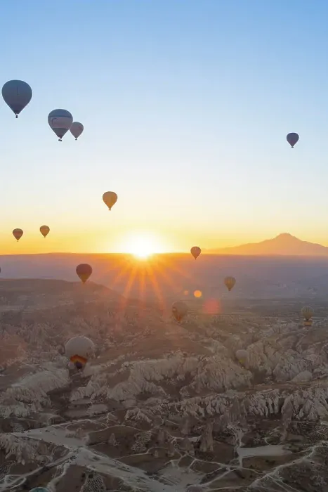 Framed Print : Aerial view of hot air balloons and Mount Erciyes at sunrise, Goreme, Goreme Historical National Park, Nevsehir District, Nevsehir Province, UNESCO, Cappadocia, Central Anatolia Region, Turkey Framed Print : Aerial view of hot air balloons and Mount Erciyes at sunrise, Goreme, Goreme Historical National Park, Nevsehir District, Nevsehir Province, UNESCO, Cappadocia, Central Anatolia Region, Turkey