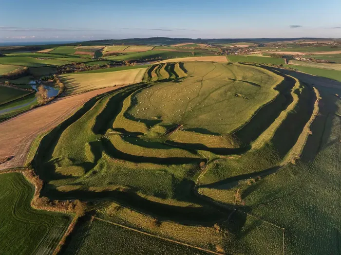Framed Print : Aerial view of Iron Age Hillfort Maiden Castle near Dorchester, Dorset, England. Winter (January) 2024 Framed Print : Aerial view of Iron Age Hillfort Maiden Castle near Dorchester, Dorset, England. Winter (January) 2024