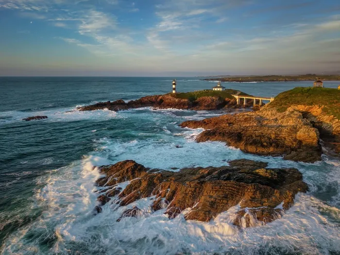 Framed Print : Aerial View over Isla Plancha Lighthouse, Ribadeo, Galicia, Northern Spain Framed Print : Aerial View over Isla Plancha Lighthouse, Ribadeo, Galicia, Northern Spain