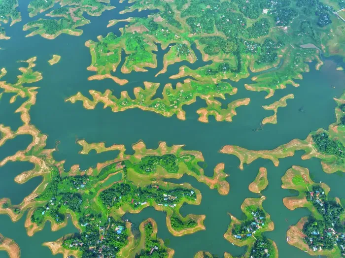 Framed Print : Aerial view of islands in Kaptai Lake in Rangamati District of Chittagong Division in Bangladesh Framed Print : Aerial view of islands in Kaptai Lake in Rangamati District of Chittagong Division in Bangladesh
