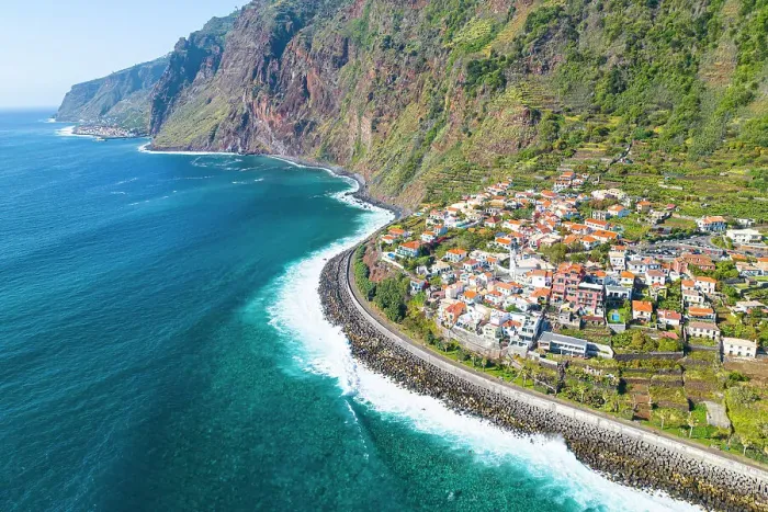 Framed Print : aerial view of Jardim do Mar during a sunny spring day, Madeira, Portugal Framed Print : aerial view of Jardim do Mar during a sunny spring day, Madeira, Portugal