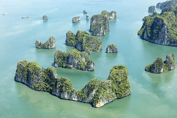 Aerial view of Karst islands, Halong Bay, Quang Ninh Province, North-East Vietnam