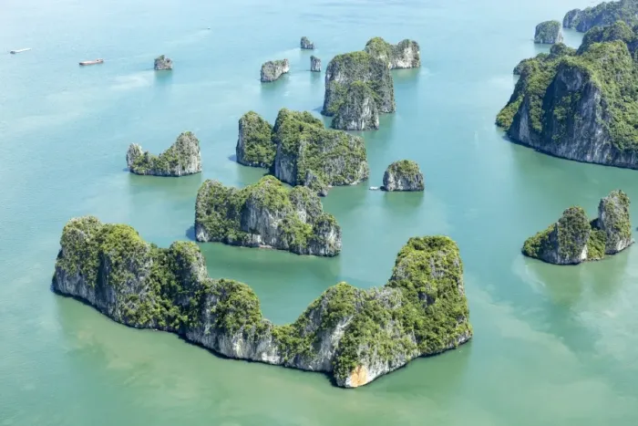 Framed Print : Aerial view of Karst islands, Halong Bay, Quang Ninh Province, North-East Vietnam Framed Print : Aerial view of Karst islands, Halong Bay, Quang Ninh Province, North-East Vietnam