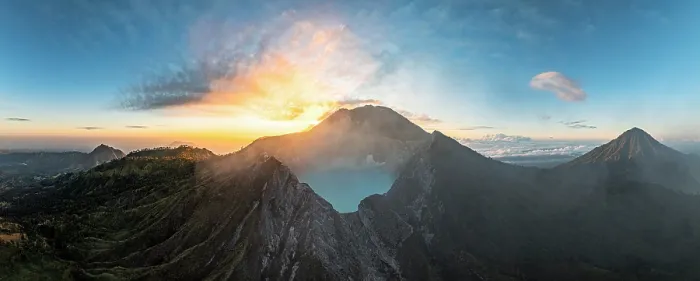 Framed Print : Aerial view of Kawah Ijen volcano crater under a fiery sky at dawn, Banyuwangi, East Java, Indonesia Framed Print : Aerial view of Kawah Ijen volcano crater under a fiery sky at dawn, Banyuwangi, East Java, Indonesia