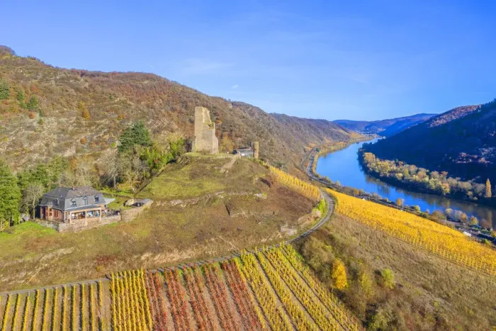Framed Print : Aerial view at Klotten with castle, Mosel valley, Eifel, Rhineland-Palatinate, Germany Framed Print : Aerial view at Klotten with castle, Mosel valley, Eifel, Rhineland-Palatinate, Germany