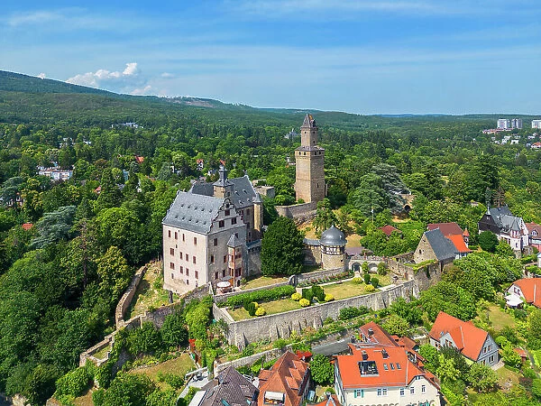 Aerial view at Kronberg Castle, Kronberg, Taunus, Hesse, Germany