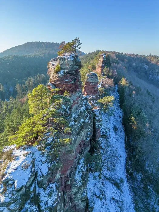 Framed Print : Aerial view at the Lammer rocks near Dahn, Palatinate forest, Rhineland-Palatinate, Germany Framed Print : Aerial view at the Lammer rocks near Dahn, Palatinate forest, Rhineland-Palatinate, Germany