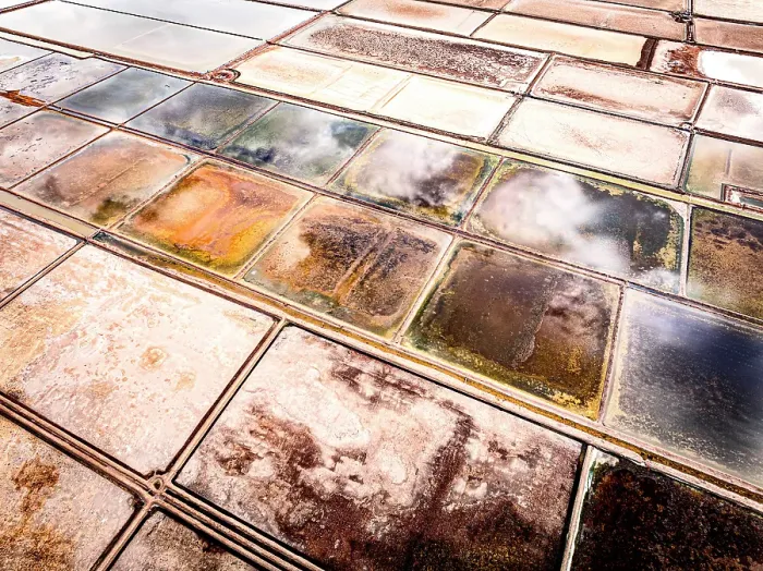 Framed Print : Aerial view of large salt flats fields, Phetchaburi, Thailand Framed Print : Aerial view of large salt flats fields, Phetchaburi, Thailand