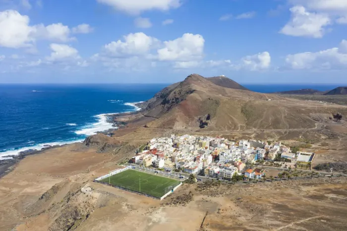 Framed Print : Aerial view of Las Coloradas village, Las Palmas, Gran Canaria, Canary Islands, Spain