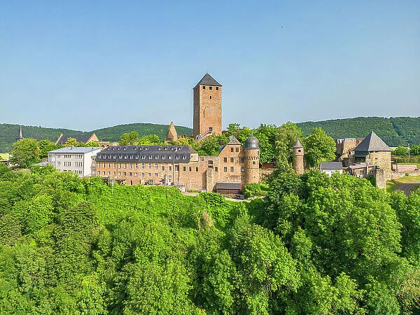 Aerial view at the Lichtenberg castle, Thallichtenberg, Rhineland-Palatinate, Germany
