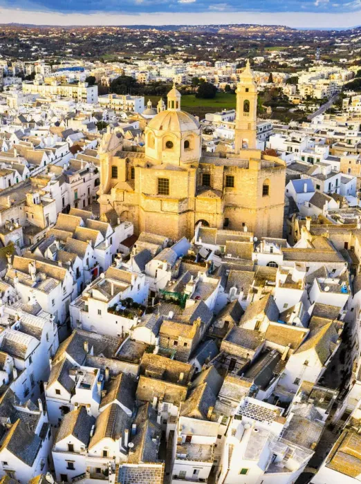 Framed Print : Aerial view of Locorotondo church at sunset. Locorotondo, Apulia, Italy Framed Print : Aerial view of Locorotondo church at sunset. Locorotondo, Apulia, Italy
