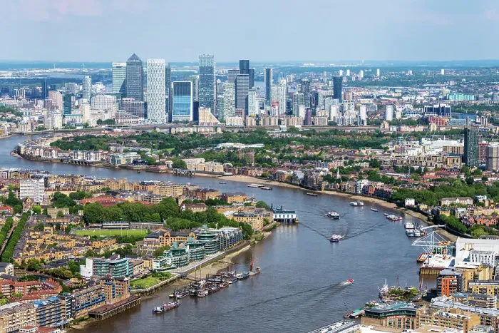 Framed Print : The aerial view of London towards Canary Wharf, London, England Framed Print : The aerial view of London towards Canary Wharf, London, England