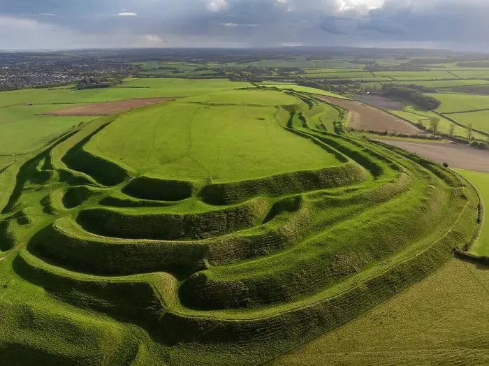Framed Print : Aerial view of Maiden Castle, the largest Iron Age Hillfort in Britain near Dorchester, Dorset, England. Autumn (October) 2023 Framed Print : Aerial view of Maiden Castle, the largest Iron Age Hillfort in Britain near Dorchester, Dorset, England. Autumn (October) 2023