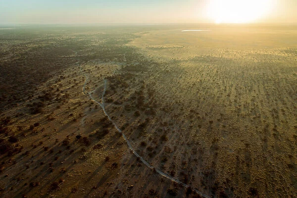 Aerial view of Makgadikgadi Salt Pans, Botswana