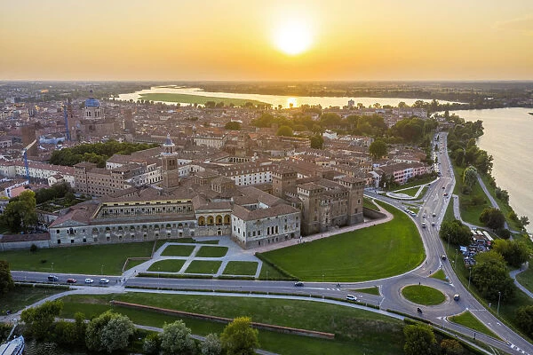 Aerial view of Mantua, Lombardy, Italy, Europe