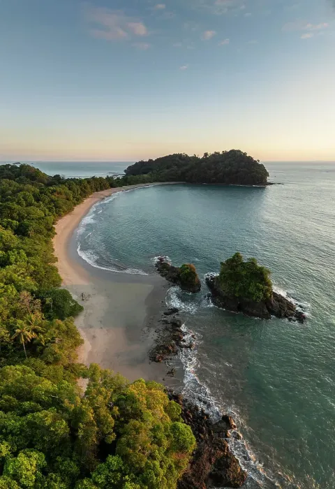 Framed Print : Aerial view of Manuel Antonio Beach, Manuel Antonio National Park, Puntarenas Province, Costa Rica, Central America