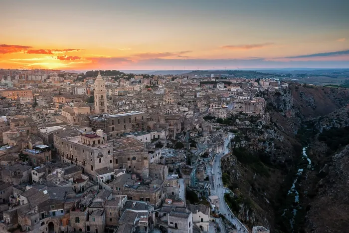 Framed Print : Aerial view of Matera old town at sunset. Matera, Basilicata, Italy Framed Print : Aerial view of Matera old town at sunset. Matera, Basilicata, Italy