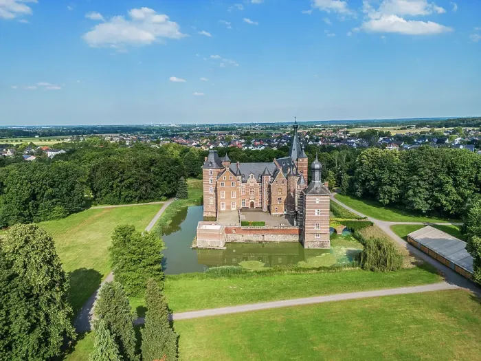 Framed Print : Aerial View at Merode castle near Duren, North Rhine-Westphalia, Germany Framed Print : Aerial View at Merode castle near Duren, North Rhine-Westphalia, Germany
