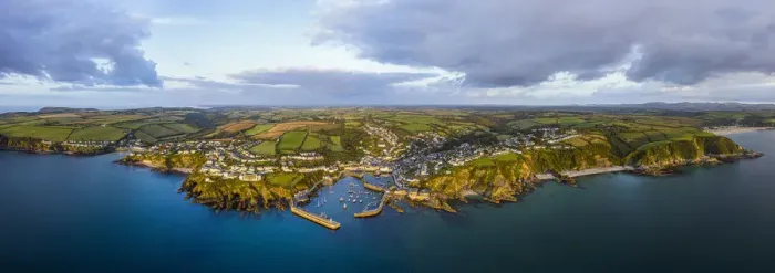 Framed Print : Aerial view over Mevagissey, Cornwall, England