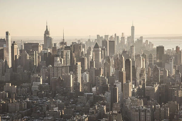 Aerial view over Midtown Manhattan, New York City, USA