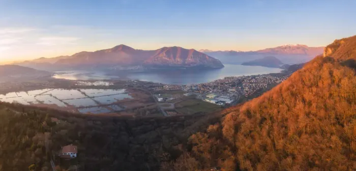 Framed Print : Aerial view of Monte Isola at sunset in Iseo lake, Brescia province, Lombardy district Framed Print : Aerial view of Monte Isola at sunset in Iseo lake, Brescia province, Lombardy district