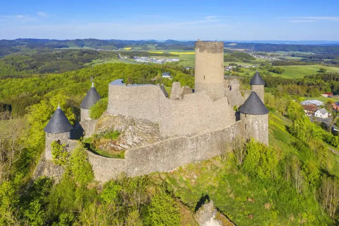 Framed Print : Aerial view at the Nurburg, Eifel, Rhineland-Palatinate, Germany
