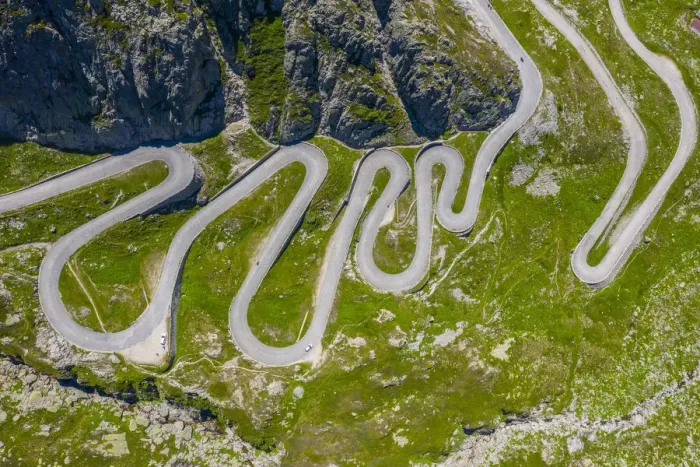 Framed Print : Aerial view at the old Gotthard pass road, canton Ticino, Switzerland Framed Print : Aerial view at the old Gotthard pass road, canton Ticino, Switzerland