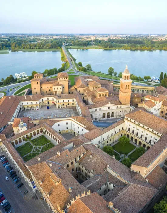 Framed Print : Aerial view of the old town of Mantua, Lombardy, Italy, Europe