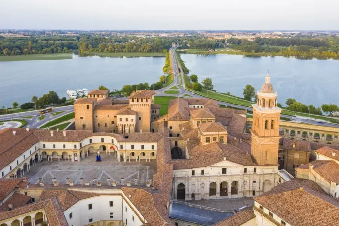 Framed Print : Aerial view of the old town of Mantua, Lombardy, Italy, Europe Framed Print : Aerial view of the old town of Mantua, Lombardy, Italy, Europe