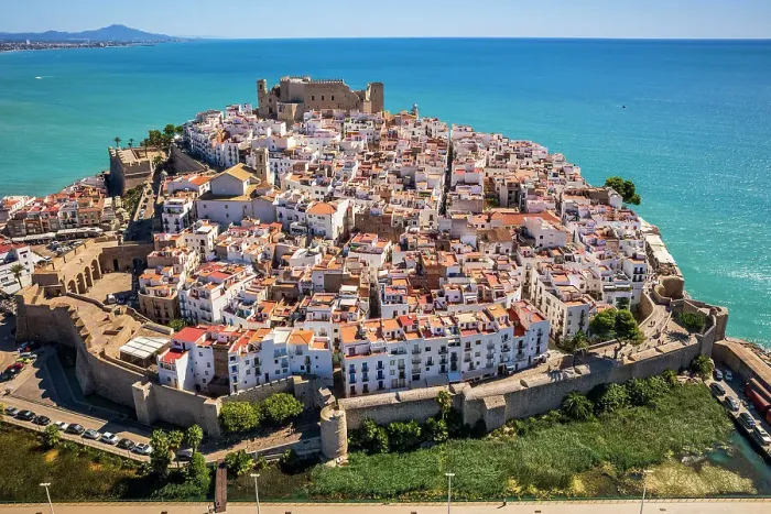 Framed Print : Aerial view of the old town, Peniscola, Valencian Community, Spain Framed Print : Aerial view of the old town, Peniscola, Valencian Community, Spain