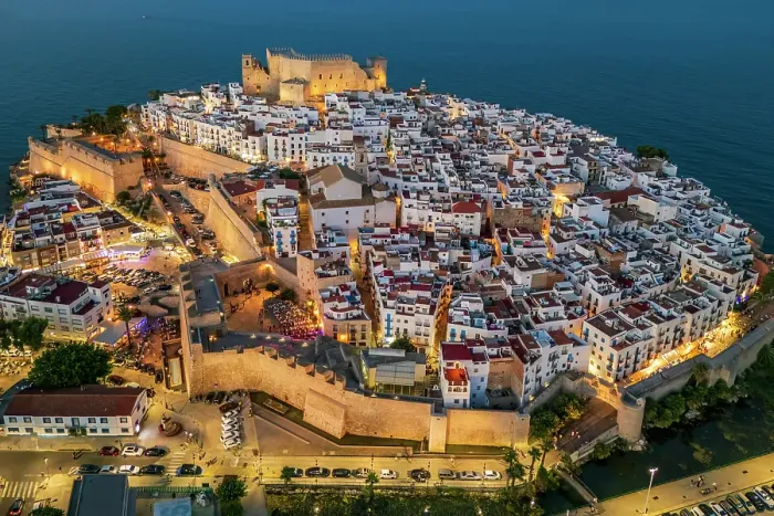 Framed Print : Aerial view of the old town, Peniscola, Valencian Community, Spain Framed Print : Aerial view of the old town, Peniscola, Valencian Community, Spain