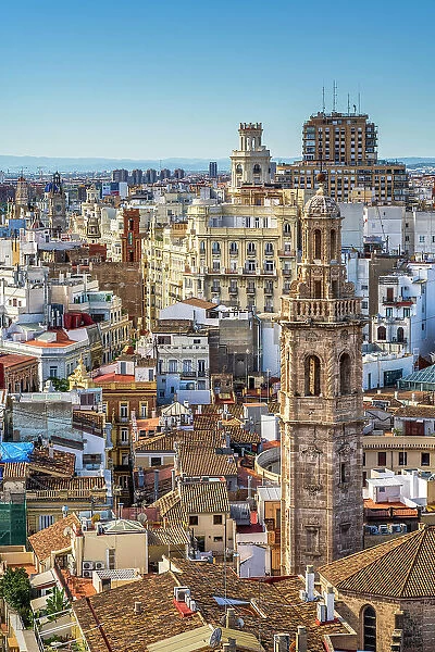 Aerial view of the old town, Valencia, Valencian Community, Spain